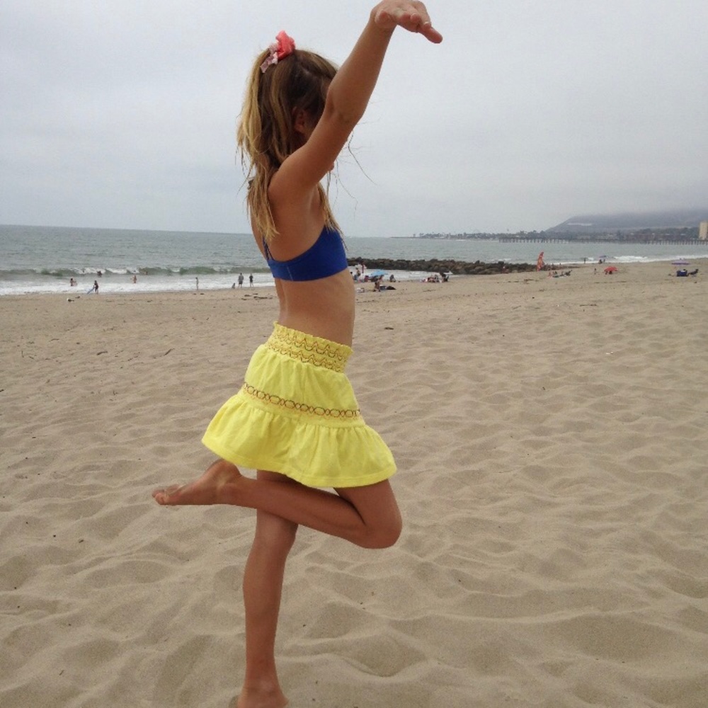 Kids Yellow Terry Stitched Skirt